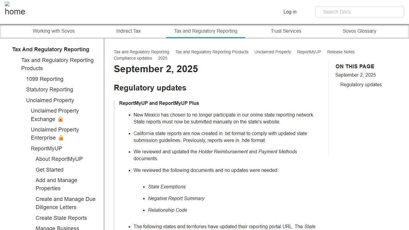 September 2, 2025 Sovos Docs
